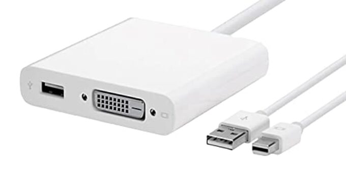 Mini DisplayPort to Dual-Link DVI Adapter White – USB Supported – 2560X1600 DVI Adapter for 30-inch Apple Cinema Display HD
