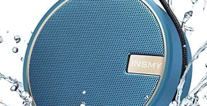 INSMY Portable IPX7 Waterproof Bluetooth Speaker, Wireless Outdoor Speaker Shower Speaker, with HD Sound, Support TF Card, Suction Cup, 12H Playtime, for Kayaking, Boating, Hiking (Navy)