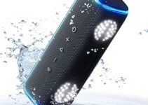 Bluetooth Speaker, IPX7 Waterproof, 25H Playtime, Portable Wireless Speakers, Drum Sound Effect with Colorful Flashing Light, TWS Pairing, Booming Bass for Home/Party/Outdoor/Beach/Pool/Travel (Black)