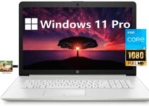 HP 17 Business Laptop Computer, 11th Gen Intel Core i3-1115G4, 17″ FHD Display, Windows 11 Pro, 8GB RAM, 256GB SSD, Wi-Fi, Bluetooth, Webcam, HDMI, 32GB Durlyfish USB Card