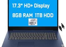 2021 Flagship Lenovo IdeaPad 3 Business Laptop 17.3″ HD+ Display 10th Gen Intel 4-Core i5-1035G1 (Beats i7-8665U) 8GB RAM 1TB HDD Intel UHD Graphics Fingerprint Dolby Win10 + HDMI Cable