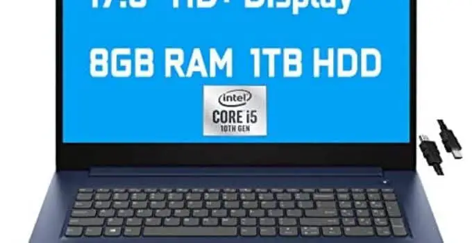2021 Flagship Lenovo IdeaPad 3 Business Laptop 17.3″ HD+ Display 10th Gen Intel 4-Core i5-1035G1 (Beats i7-8665U) 8GB RAM 1TB HDD Intel UHD Graphics Fingerprint Dolby Win10 + HDMI Cable