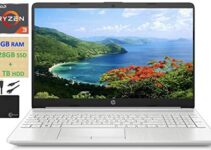 2021 HP Flagship 15.6” HD Laptop Computer, AMD Ryzen 3 3250U up to 3.5GHz (Beat Intel i5-7200U), 8GB RAM, 128GB SSD+1TB HDD, HD Webcam, Remote Work,WiFi, Bluetooth 4.2, HDMI, Win10 S, w/Marxsol Cables