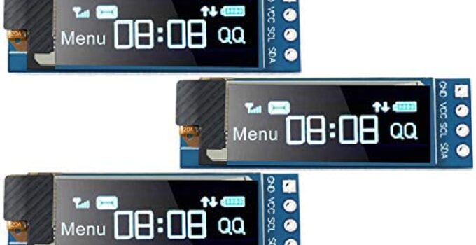 5 Pieces I2C Display Module 0.91 Inch I2C OLED Display Module Blue I2C OLED Screen Driver DC 3.3V~5V(Blue Display Color)