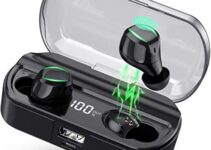 AMINY T23 True Wireless Earbuds Bluetooth Headphones Wireless Bluetooth Earphones IPX7 Waterproof Bluetooth 5.0 Stereo Hi-Fi Sound 120 Hrs Playtime with Charging Case(Black)