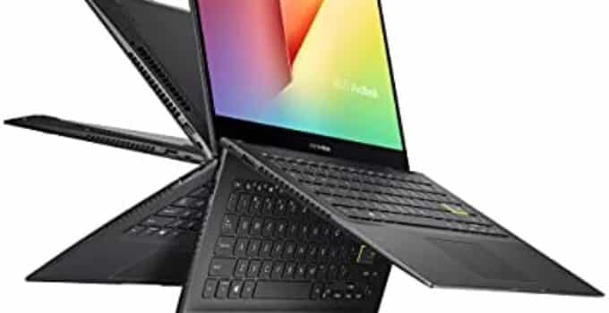 ASUS VivoBook Flip 14 Thin and Light 2-in-1 Laptop, 14” FHD Touch, 11th Gen Intel Core i3-1115G4, 4GB RAM, 128GB SSD, Thunderbolt 4, Fingerprint, Windows 10 Home in S Mode, Indie Black, TP470EA-AS34T