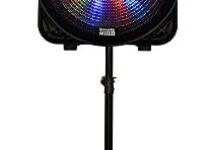 Acoustic Audio PRTY151 Battery Powered 15″ Bluetooth LED Speaker with Wireless Mic and Stand