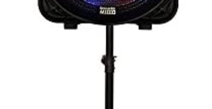 Acoustic Audio PRTY151 Battery Powered 15″ Bluetooth LED Speaker with Wireless Mic and Stand