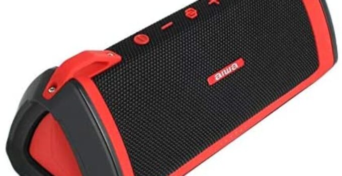 Aiwa Exos-3 Bluetooth Speaker (Red/Black) – Water Resistant, Rugged – Serious Acoustic Performance