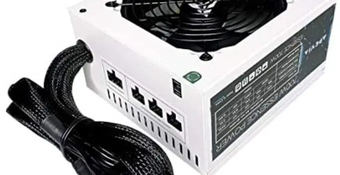 Apevia ATX-ES700-WH Essence 700W ATX Semi-Modular Gaming Power Supply with Auto-Thermally Controlled 120mm Black Fan, 115/230V Switch, All Protections, White Casing