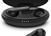 Belkin Wireless Earbuds, SOUNDFORM Move Plus True Wireless Bluetooth Earphones with Wireless Charging Case IPX5 Certified Sweat and Water Resistant with Deep Bass for iPhones and Androids and More