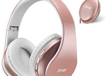 Bluetooth Headphones Over-Ear, Zihnic Foldable Wireless and Wired Stereo Headset Micro SD/TF, FM for Cell Phone,PC,Soft Earmuffs &Light Weight for Prolonged Wearing(Rose Gold)