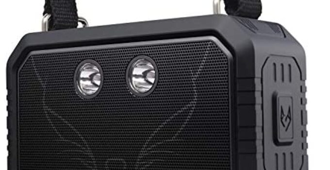 Bluetooth Speaker, DOSS Traveler Wireless Bluetooth Speaker with 20W Stereo Sound and Bold Bass, IPX6 Waterproof, Wireless Pairing, 12H Playtime, 5 Light Modes, Portable Speaker for Outdoor-Black