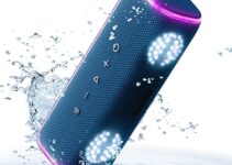 Bluetooth Speaker, IPX7 Waterproof, 25H Playtime, Portable Wireless Speakers, Drum Sound Effect with Colorful Flashing Light, TWS Pairing, Booming Bass for Home/Party/Outdoor/Beach/Pool/Travel (Blue)