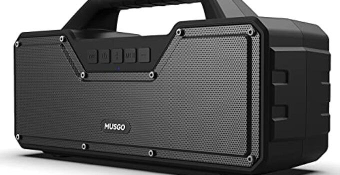 Bluetooth Speakers, MUSGO Portable Wireless Bluetooth Speaker with Subwoofer, 60W HD Loud Stereo Sound and BassUp Technology, Waterproof, Outdoor Speaker, Suitable for Family Party, Camping, Travel