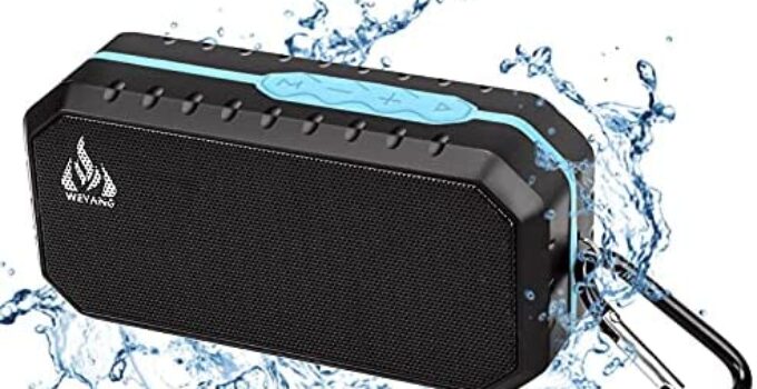Bluetooth Wireless Speakers Waterproof IPX5 with HD Enhanced Bass Outdoor Wireless Portable Phone Speakers Built-in Mic Support FM AUX TF Card USB for iPhone iPad Android Phones Computer Etc. (Blue)