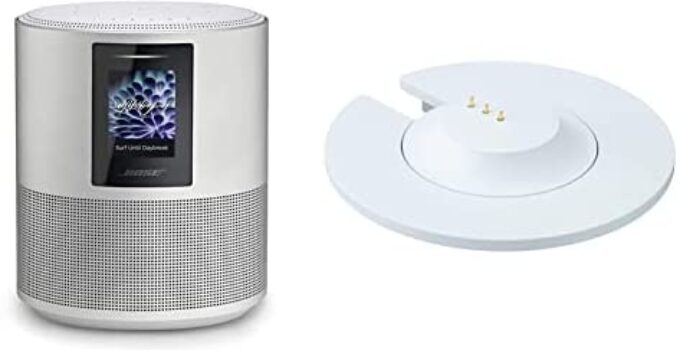 Bose Home Speaker 500: Smart Bluetooth Speaker with Alexa Voice Control Built-in, Silver & Portable Home Speaker Charging Cradle, Silver