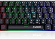 CACKBIRD Wired 60% Mechanical Gaming Keyboard LED Customization Backlit,61 Keys Ultra-Compact Waterproof Mini Ergonomic Portable Game Keyboard,Blue Switches for PC/Mac Gamer,Easy to Carry On Trip