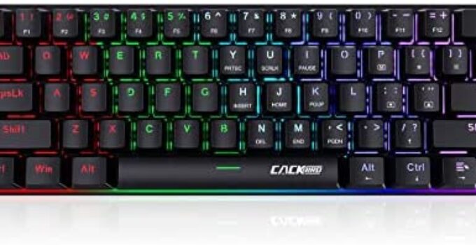 CACKBIRD Wired 60% Mechanical Gaming Keyboard LED Customization Backlit,61 Keys Ultra-Compact Waterproof Mini Ergonomic Portable Game Keyboard,Blue Switches for PC/Mac Gamer,Easy to Carry On Trip
