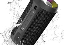 COVERY Portable Bluetooth Speaker IPX67 Waterproof Speakers Press Call Button to Switch Between Bluetooth Pairing and Aux-in Mode Black