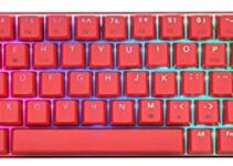 CQ63 Wireless Mechanical Gaming Keyboard, True RGB Backlit, Bluetooth 5.0, 63 Keys,Pure red Design Wired 60% Keyboard for iPad, iMac Android/Windows Tablet Laptop Desktop (Red Switch)