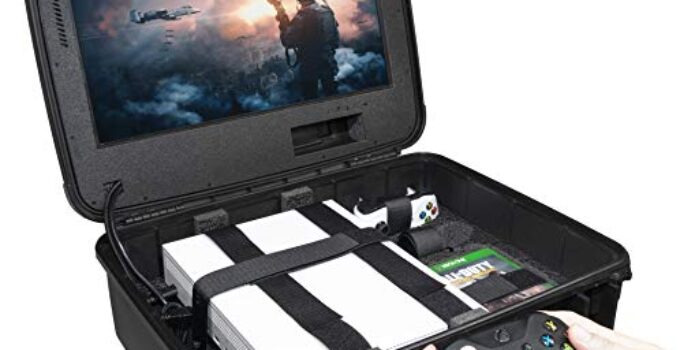 Case Club Waterproof Xbox One X/S Portable Gaming Station with Built-in Monitor & Storage for Controllers & Games, Gen 2