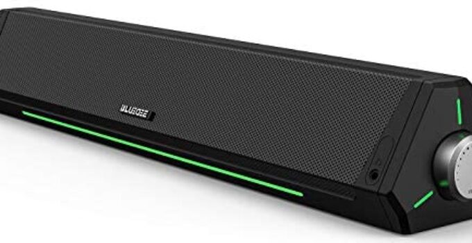 Computer Speakers, Dynamic RGB Computer Sound Bar, HiFi Stereo Bluetooth 5.0 & 3.5mm Aux-in Connection, USB Powered Computer Speakers for Desktop, PC, Laptop, Tablets