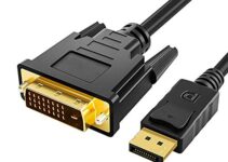 DisplayPort to DVI Cable, BIENQUE Display Port to DVI Male to Male Adapter Gold Plated Cord,6 Feet Black Cable for PC, Laptop, HDTV, Projector, Monitor and More