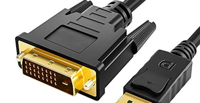 DisplayPort to DVI Cable, BIENQUE Display Port to DVI Male to Male Adapter Gold Plated Cord,6 Feet Black Cable for PC, Laptop, HDTV, Projector, Monitor and More