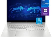 HP 2022 Newest Envy 17t High Performance Laptop, 17.3″ Full HD Touchscreen, 11th Gen Intel Core i7-1165G7 Processor, 64GB RAM, 2TB SSD, Wi-Fi 6, Backlit Keyboard, Fingerprint Reader, Windows 11 Pro