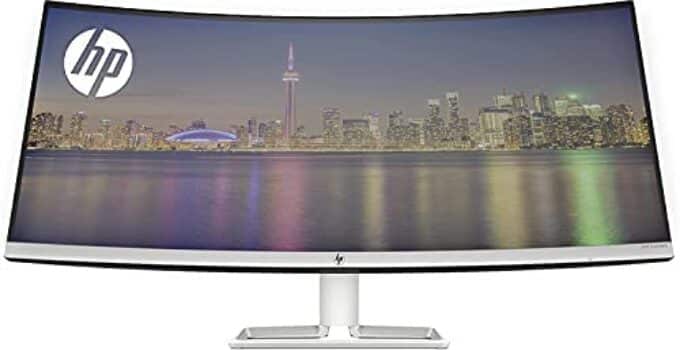 HP 34f 34” Curved Monitor with AMD FreeSync Technology | Ultra-Wide Quad HD Resolution (3440 × 1440p), IPS Display, and 3-Sided Low Bezel, 1-Yr Warranty (6JM50AA)