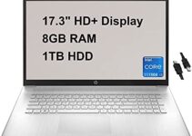 HP Flagship 17 Business Laptop Computer 17.3″ HD+ Display 11th Gen Intel Core i3-1115G4 (Beats i5-8265U) 8GB RAM 1TB HDD USB-C HD Webcam Win10 Silver + HDMI Cable