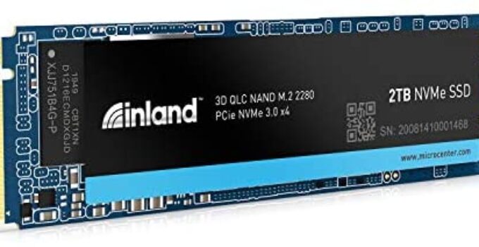 Inland Platinum 2TB SSD NVMe PCIe Gen 3.0×4 M.2 2280 3D NAND Internal Solid State Drive, R/W up to 3,400/3,000 MB/s, PCIe Express 3.1 and NVMe 1.3 Compatible, Utimate Gaming Solutions (2TB)