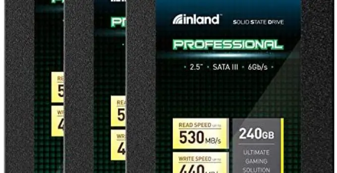 Inland Professional 3 Pack 240GB SSD 3D NAND SATA III 6Gb/s 2.5″ 7mm Internal Solid State Drive (3x240GB)
