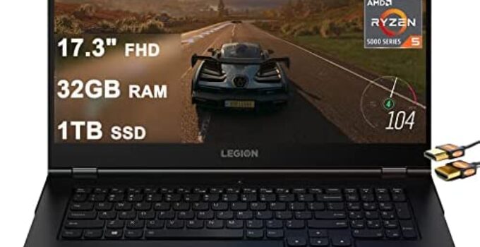 Lenovo Legion 5 17 Gaming Laptop 17.3″ FHD IPS Display AMD Hexa-Core Ryzen 5 5600H (Beats i7-10750H) 32GB RAM 1TB SSD GeForce GTX 1650 4GB Backlit USB-C Nahimic Win11 + HDMI Cable