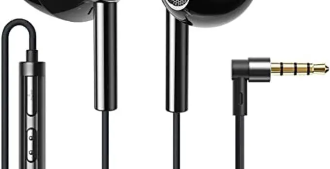 Linklike Earbuds in-Ear Headphones Extra Bass Wired Earbuds with Microphone Quad Drivers Hi-Res Earphones Volume Control Noise Isolating Ear Bud Tips Lightweight 3.5mm for iPhone Samsung Laptops