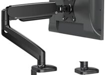 MOUNTUP Single Monitor Desk Mount – Adjustable Gas Spring Monitor Arm, VESA Mount with C Clamp, Grommet Mounting Base, Computer Monitor Stand for Screen up to 32 inch, MU0004
