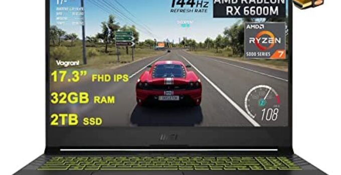 MSI Alpha 17 AMD Advantage Edition Gaming Laptop 17.3” FHD IPS 144Hz Display AMD Octa-core Ryzen 7 5800H 32GB RAM 2TB SSD AMD Radeon RX6600M 8GB USB-C Backlit Win11 Black + HDMI Cable