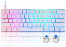 Mechanical Gaming 60% Keyboard RGB Multi-Color Backlit CHONCHOW BS-8104 Compact 61 Key Blue Switch Macro Definiation Compatible with Windows 7/8/10 iMac Xbox one X Ps4(White,Blue Switch)