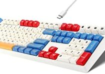 Mechanical Keyboard Wired 108 Keys Gaming Keyboard with Number Pad Color Block Hot Swappable for Windows PC Mac Lapto