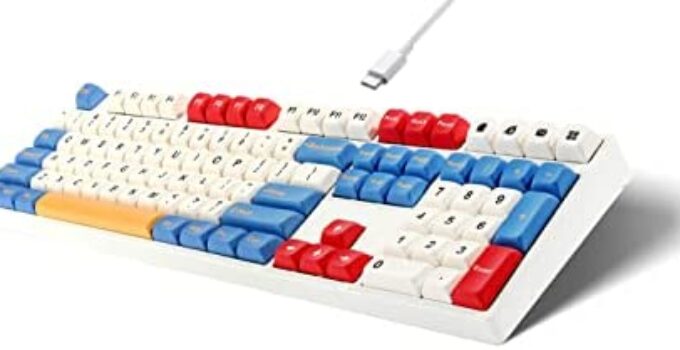 Mechanical Keyboard Wired 108 Keys Gaming Keyboard with Number Pad Color Block Hot Swappable for Windows PC Mac Lapto