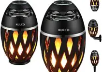 Outdoor Bluetooth Speakers,LED Flame Speakers Tiki Torch Atmosphere Lantern,Outdoor Speakers Bluetooth Waterproof Wireless Portable Speakers w. TWS Sound/15H Playtime for Camping/Patio/Yard,2 Pack