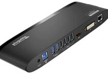 Plugable USB 3.0 Universal Laptop Docking Station for Windows and Mac (Dual Monitor: HDMI and DVI/HDMI/VGA, Gigabit Ethernet, Audio, 6 USB Ports) – Horizontal