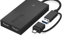 Plugable USB 3.0 or USB C to HDMI Adapter for Dual Monitors, Universal Video Graphics Adapter for Mac and Windows, Thunderbolt 3/4, USB 3.0 or USB-C, 1080p@60Hz