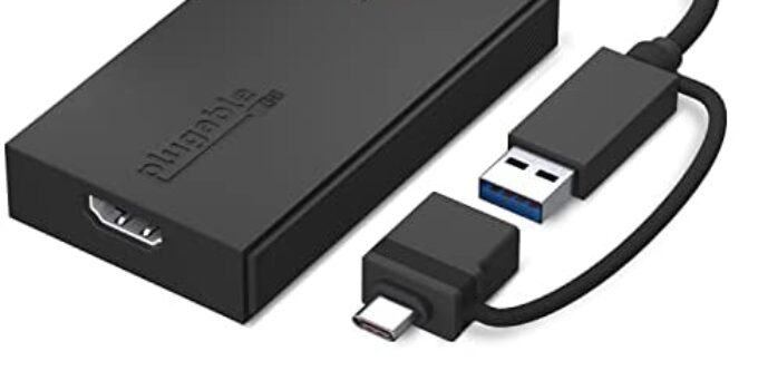 Plugable USB C to HDMI Adapter, Universal Video Graphics Adapter for USB 3.0 and USB-C Macs and Windows, Extend an HDMI Monitor up to 1080p@60Hz