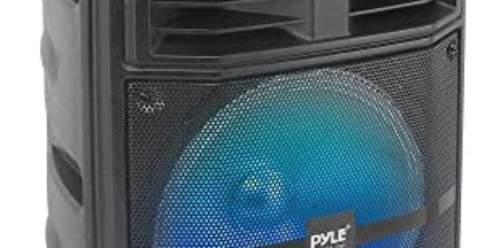 Portable Bluetooth PA Speaker System – 600W Bluetooth Speaker Portable PA System W/ Rechargeable Battery 1/4″ Microphone In, Party Lights, MP3/USB SD Card Reader, Rolling Wheels – Pyle PPHP1044B