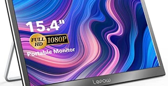 Portable Monitor, 2022 Lepow C2S Computer Monitor, 15.4 Inch FHD 1920×1080P Computer Display with IPS Screen HDMI USB Type-C Mini DP External Monitor with Kickstand for Laptop, Phone, Midnight Black