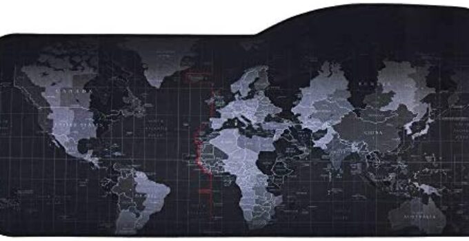 Professional Large Gaming Mouse Pad World Map Curved Extended Size Computer Laptop Keyboard Desk Mat Waterproof Mousepad with Stitched Edges Anti Slip Rubber Base for Gamer School Office Home