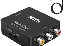 RCA to HDMI,AV to HDMI Converter,ABLEWE 1080P Mini RCA Composite CVBS Video Audio Converter Adapter Supporting PAL/NTSC for TV/PC/ PS3/ STB/Xbox VHS/VCR/Blue-Ray DVD Players