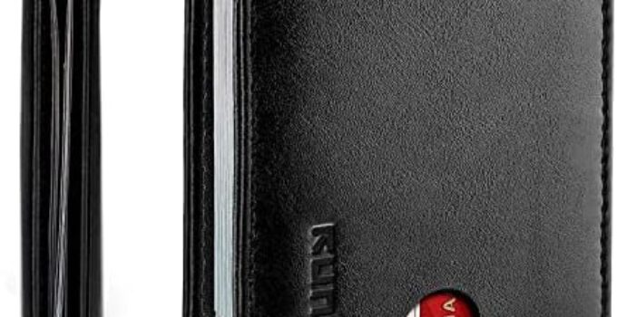 RUNBOX Minimalist Slim Wallet for Men with Money Clip RFID Blocking Front Pocket Leather Mens Wallets